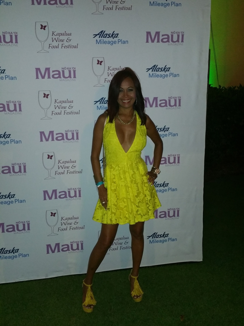 bebe Bright Yellow Lace Plunge Midi Dress